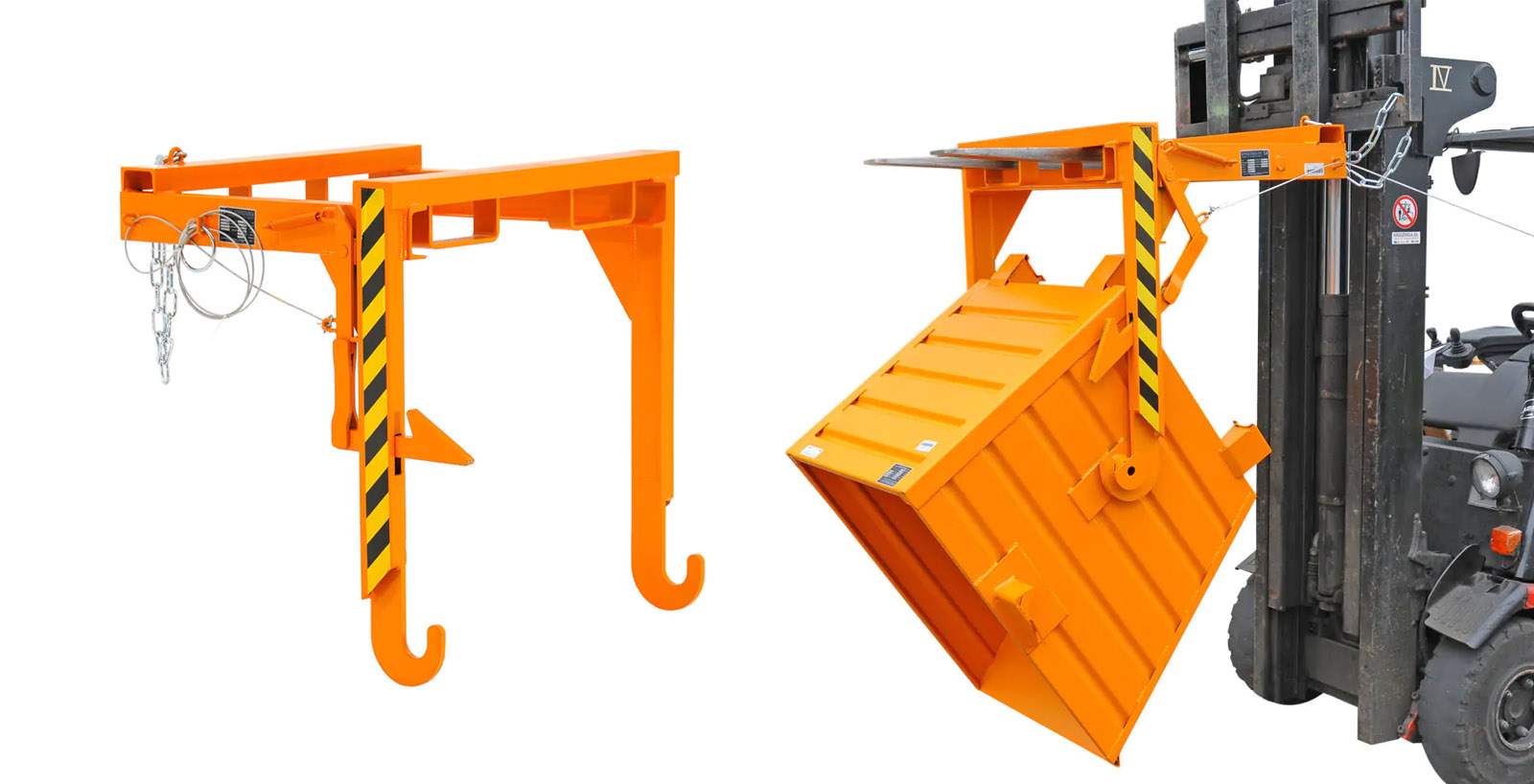 Tilting container traverse